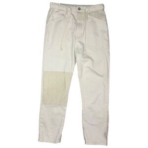 Anthropologie Pilcro Women’s Medium Patchwork Carpenter Pants Cream Corduroy